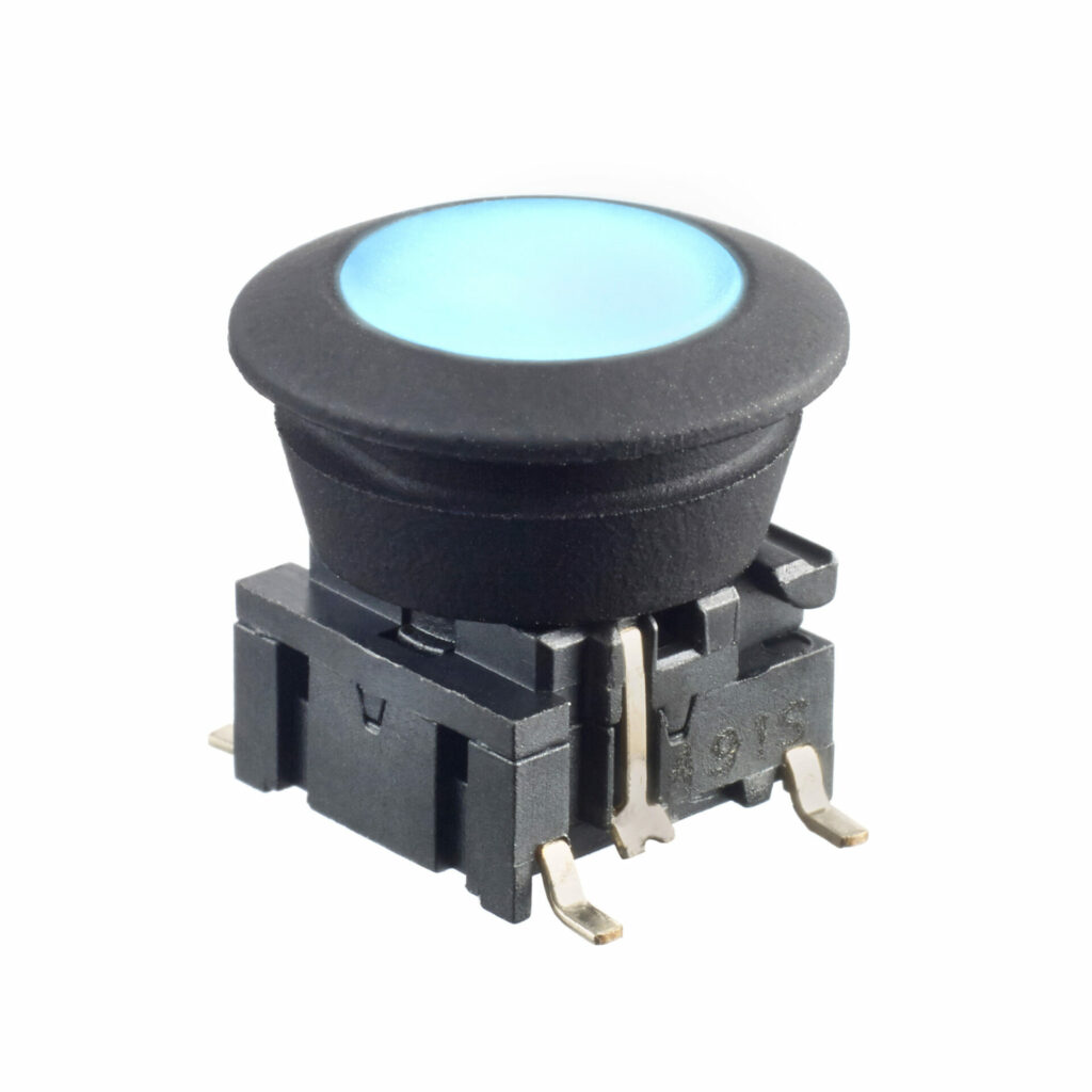 APEM MEC easiest illuminated panel sealed cap solution for PCB switches