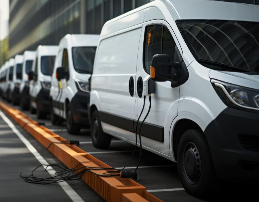 Voitures en cours de rechargement à une borne pour voitures électriques. 