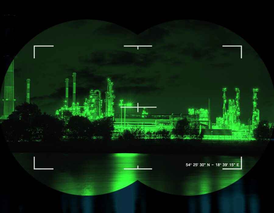 Night vision of green goggles