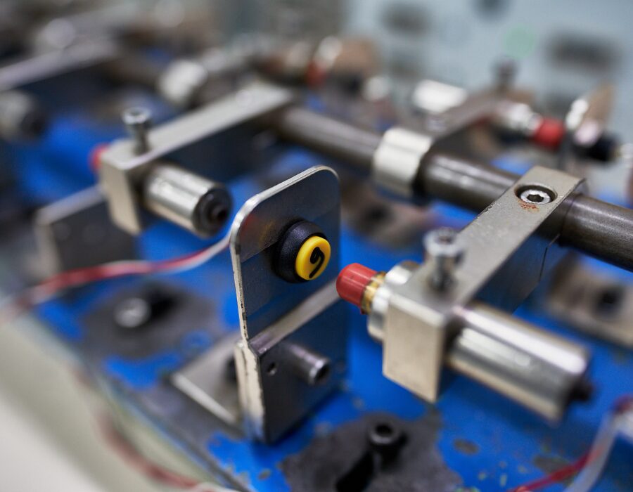 Machinery components in a production line.