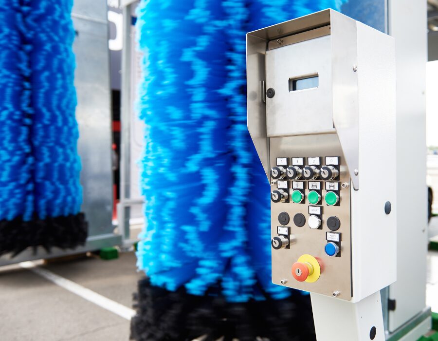 Control panel at an automated car wash.