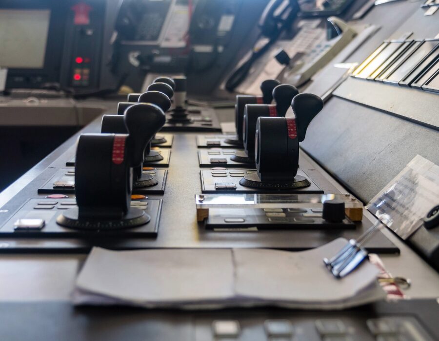 Dashboard with multiple paddles and switches.