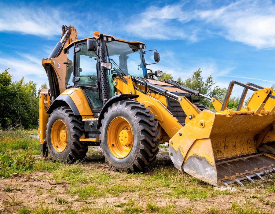 Bulldozer at a construction site on a sunny day.