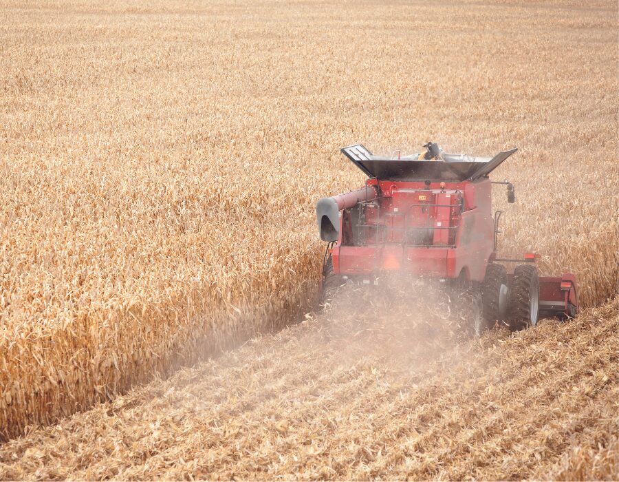 Harvester in a field