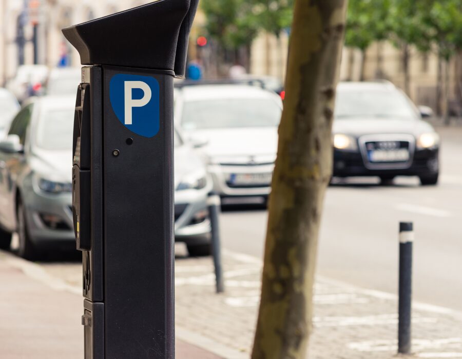 A parking payment terminal on a city street